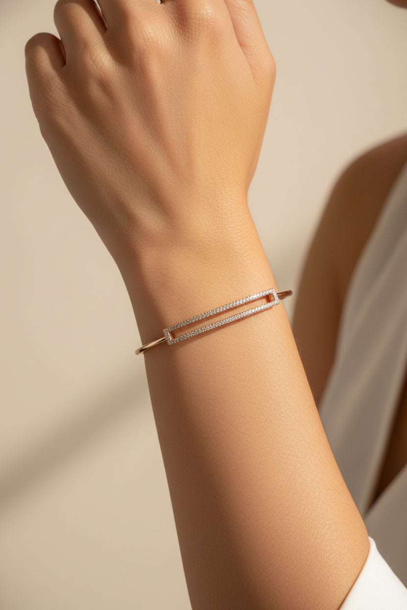 Stella & Dot Pave Rectangle Cuff Gold/Rose Gold Brand New