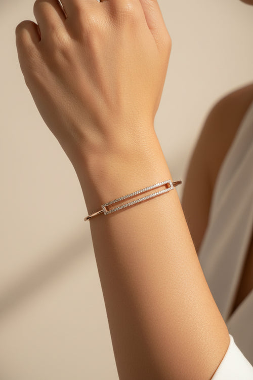 Stella & Dot Pave Rectangle Cuff Gold/Rose Gold Brand New